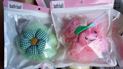 Cute Bath Flower, Bath Ball, Ribbon Bath Flower, Girl Soft Skin-friendly Bath Wipe, Body Scrubber, Bath Shower Loofah Sponge
