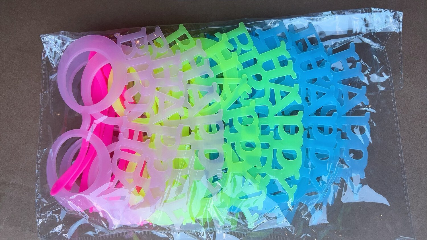 Glow In The Dark Neon Light Up Eyeglass Happy Birthday 12pcs