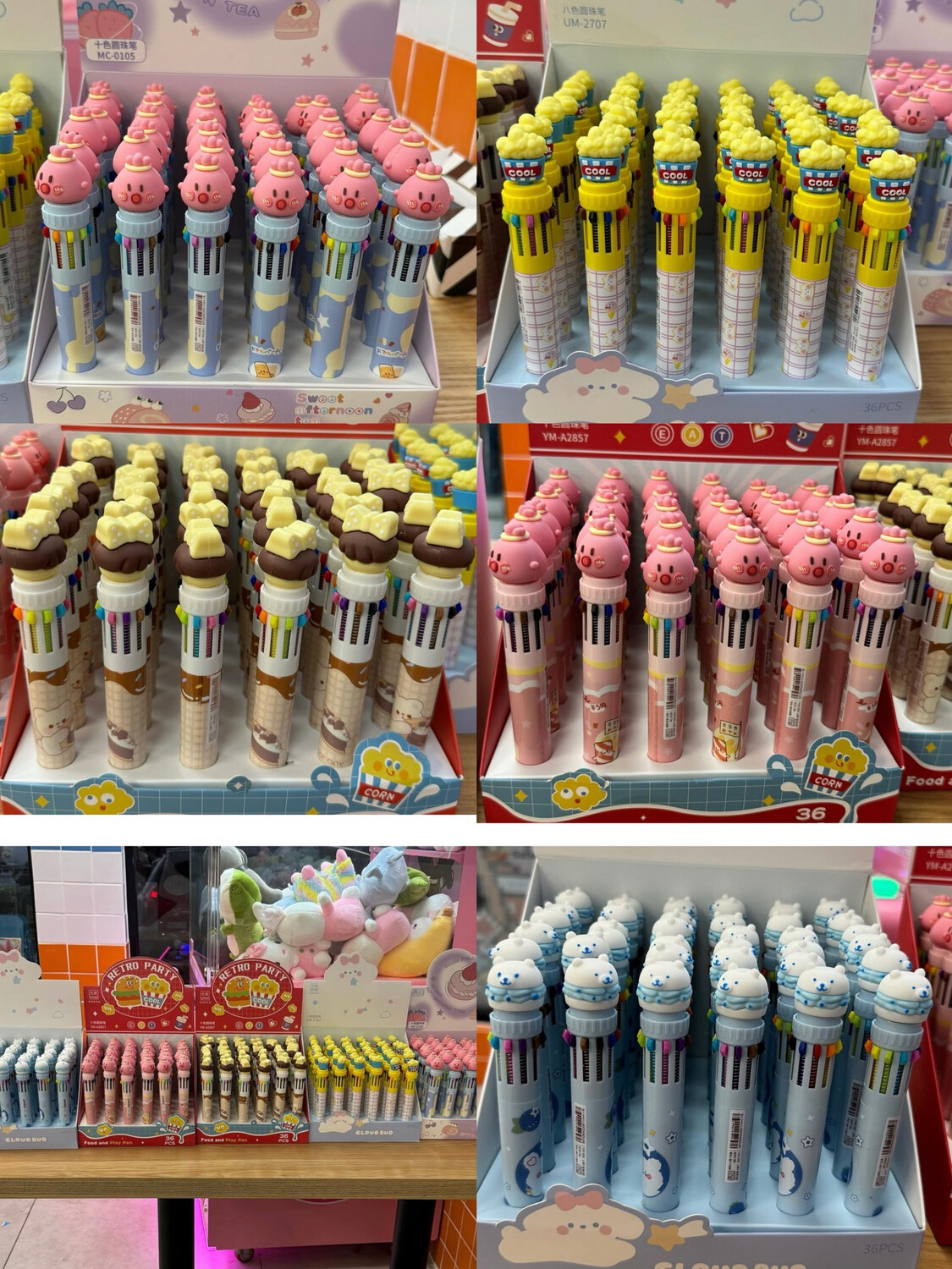 1pc Ten-color Cartoon Ballpoint Pen, Press Type Ten-in-one, Back To School, Marker Special For Taking Notes