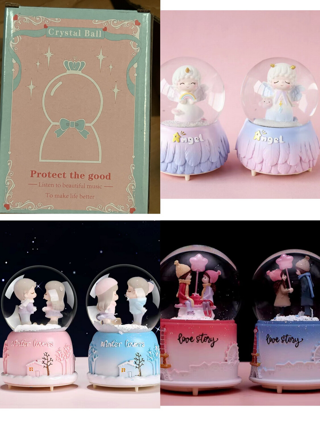 Crystal Ball Listen To Beautiful Music To Make Life Better Elegant Snowball Music Box with Rotating Crystal Ball