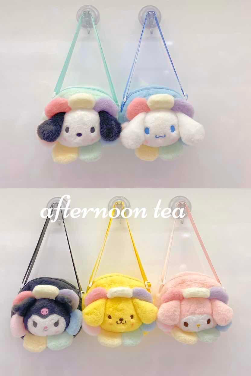 Cute Plush Anime Handbag, Colored Shoulder Bag With Zipper, Perfect Crossbody Bag For Daily Use Medium