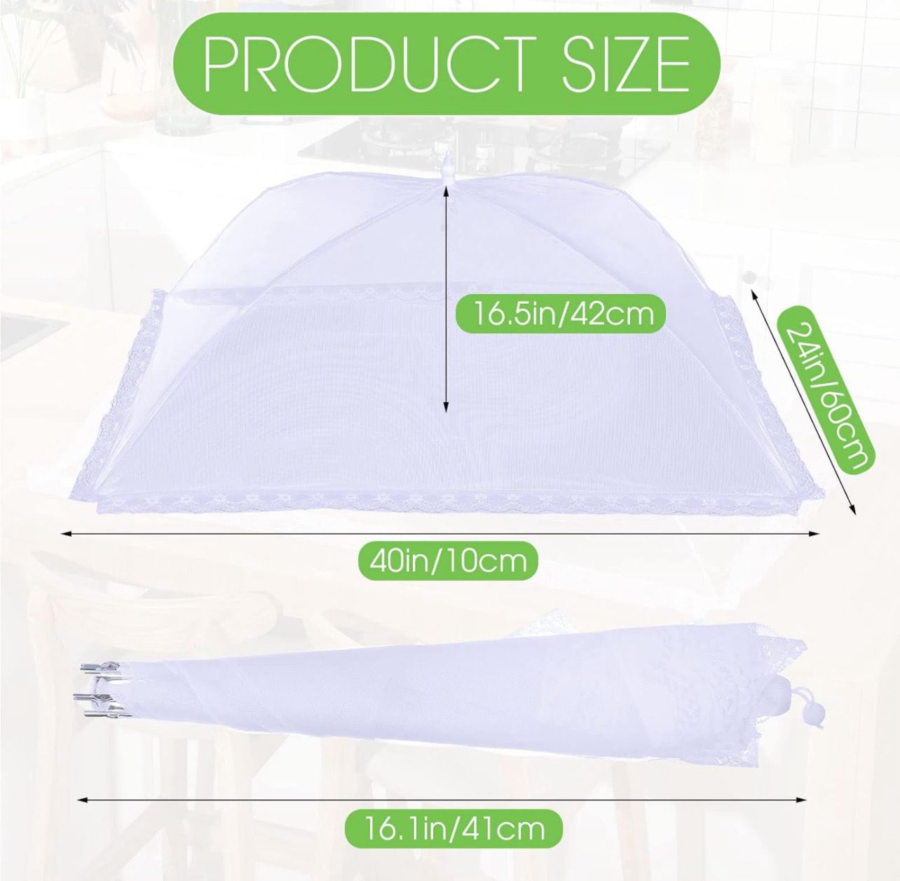 Mesh Food Covers for Outdoors, Extra Large 40&quot; x 24&quot; Pop up Mesh Screen Food Tent Umbrella Reusable and Collapsible Food Net for Dinner Party Picnic Plates Supplies