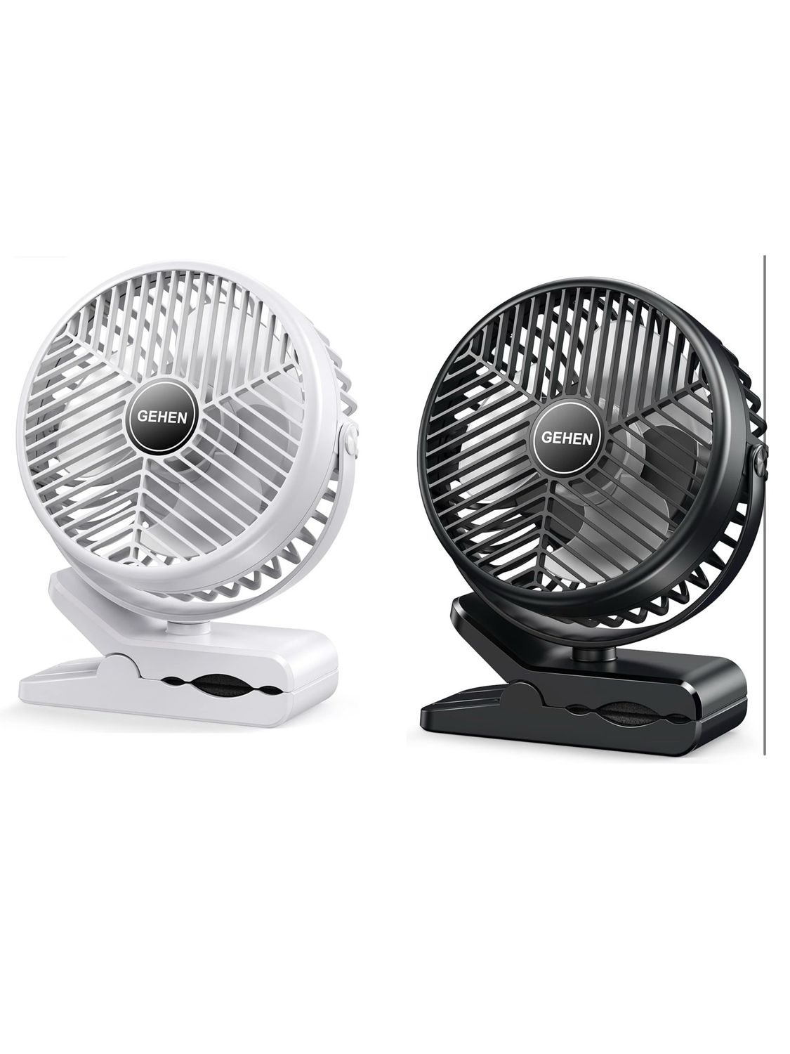GEHEN Portable 3-Speed Clip-on Fan with Sturdy Clamp 10000mAh Battery-Powered Clip Fan Rechargeable Ultra-Quiet for Bedroom Office Camping &amp; Stroller