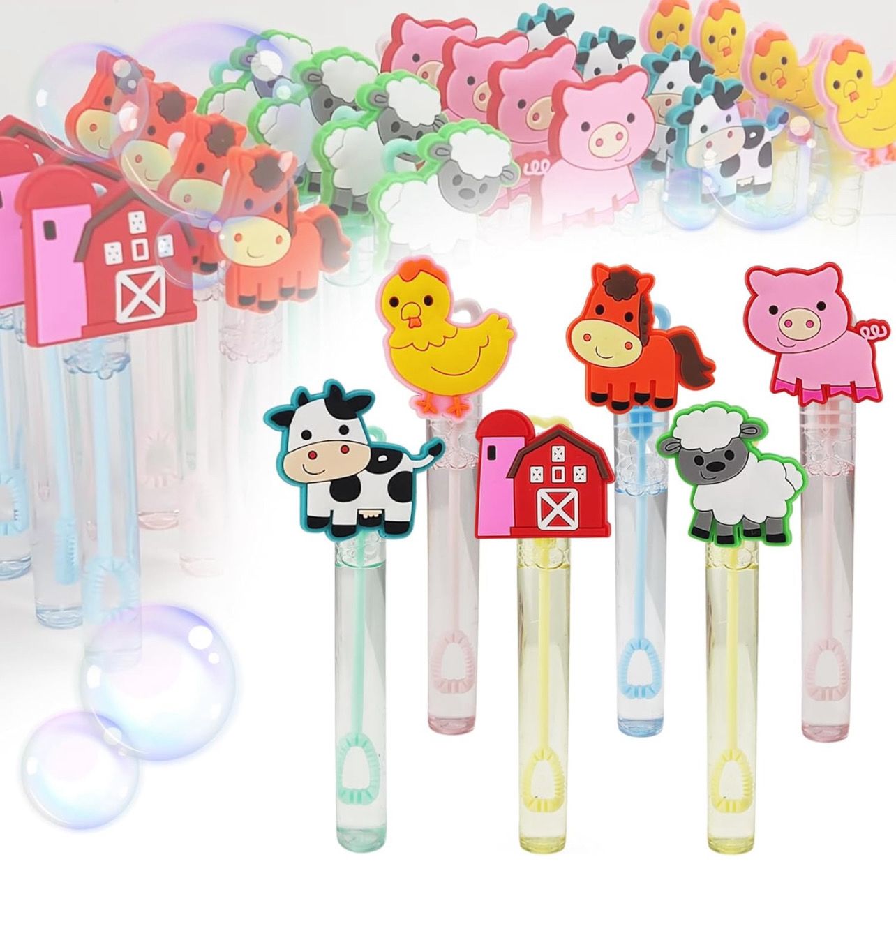 24 Piece Bubble Wand for Kids Farm Animal Theme Birthday Party Favors for Kids Child