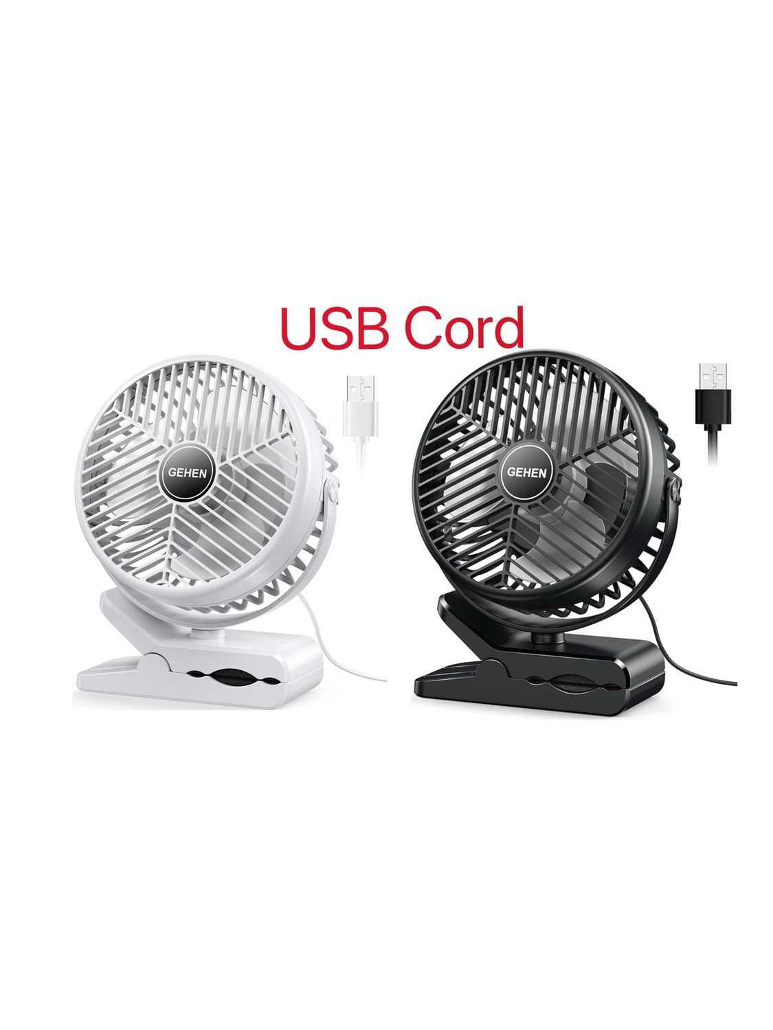 GEHEN USB Cord 6 INCHES Personal Fan, Bedroom Clip on Fan Ultra Quiet Small Table Fan, Office Desk fan, 3 Speeds Cooling Clip on Fan with Strong Airflow, College Dorm Mini Fan