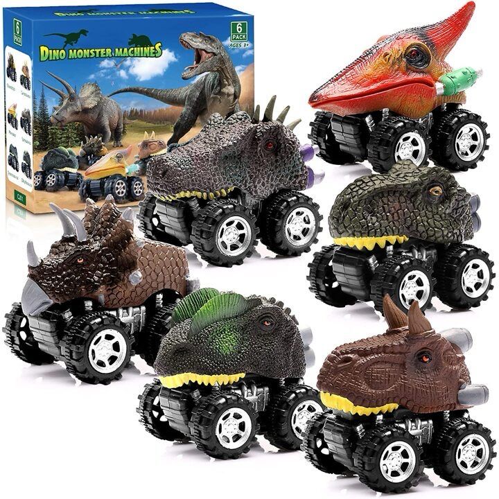 PALOTIX DINO MONSTER MACHINES Dinosaur Toys For 3 Year Old Boys, Kids Toys Pull Back Dinosaur Toys For 2 Year Old Boy Toys 6 Pack Toddler Car Toys