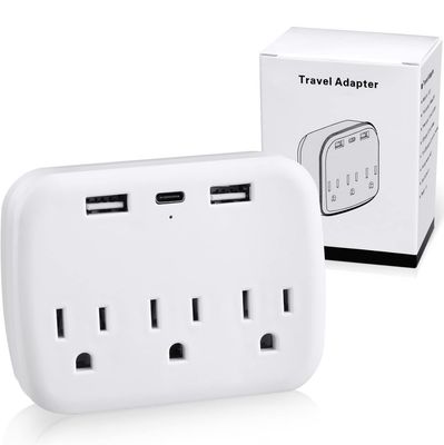 Portable Travel Adapter Multiple Plug for Cruise Ship, Home, Office, White