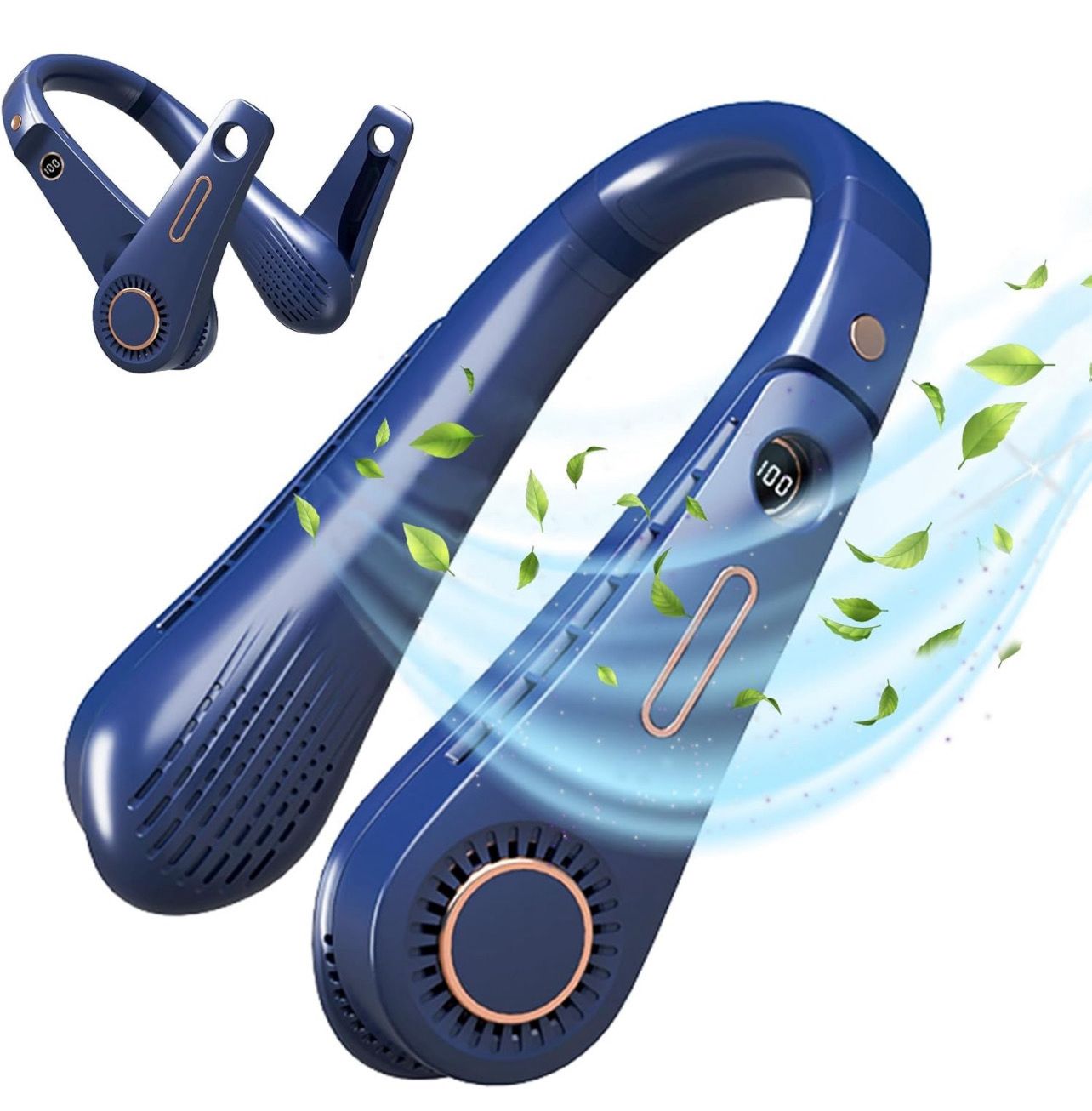 Neck Fan Bladeless Hanging 4000mAh Battery Power, Portable Neck Fan USB Charging, Neck Fan Air Conditioner 5 Gear Adjustable, Fast Cooling, Super Quiet