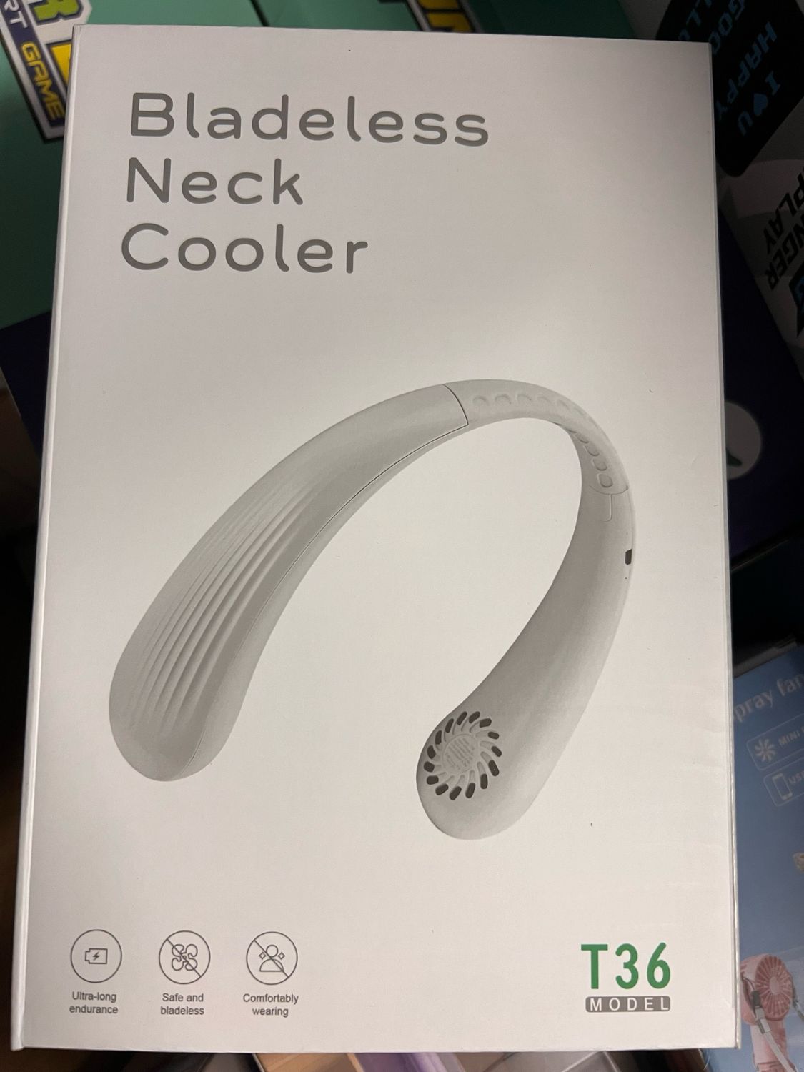 Bladeless Neck Cooler T36 USB Rechargeable Cooling Air Black