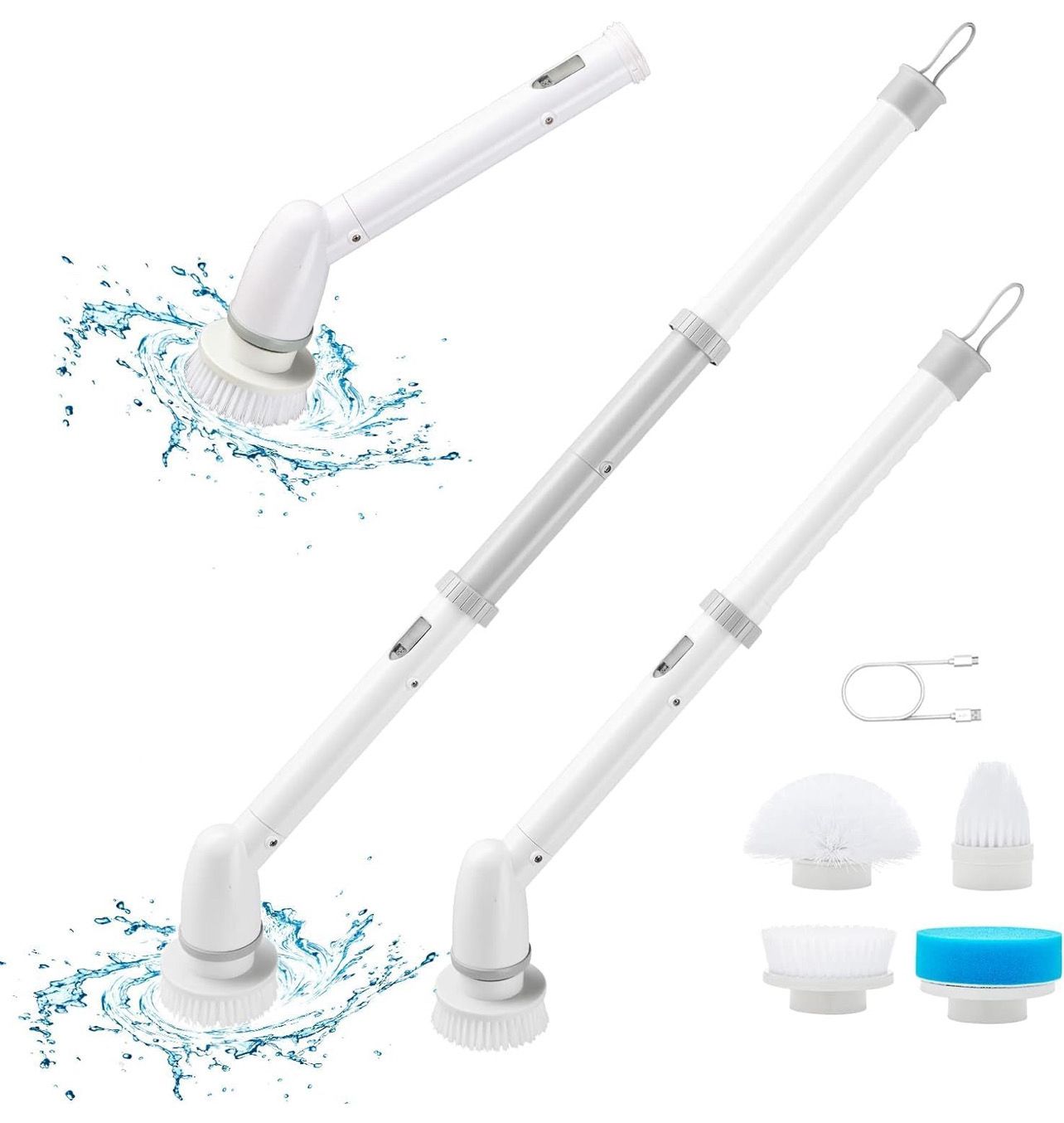 Electric Spin Scrubber,dreazu Cordless Cleaning Brush with Adjustable Extension Handle 4 Replaceable Cleaning Heads