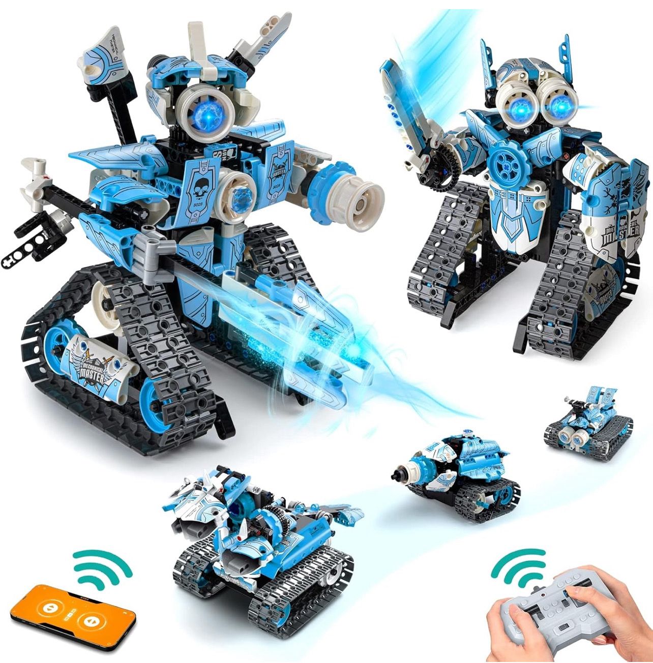 Coplus 5 in 1 STEM RC Robot Building Kit, 398PCS APP &amp; Remote Control Blocks DIY Engineering Robotics, Erector Science Set for Kids