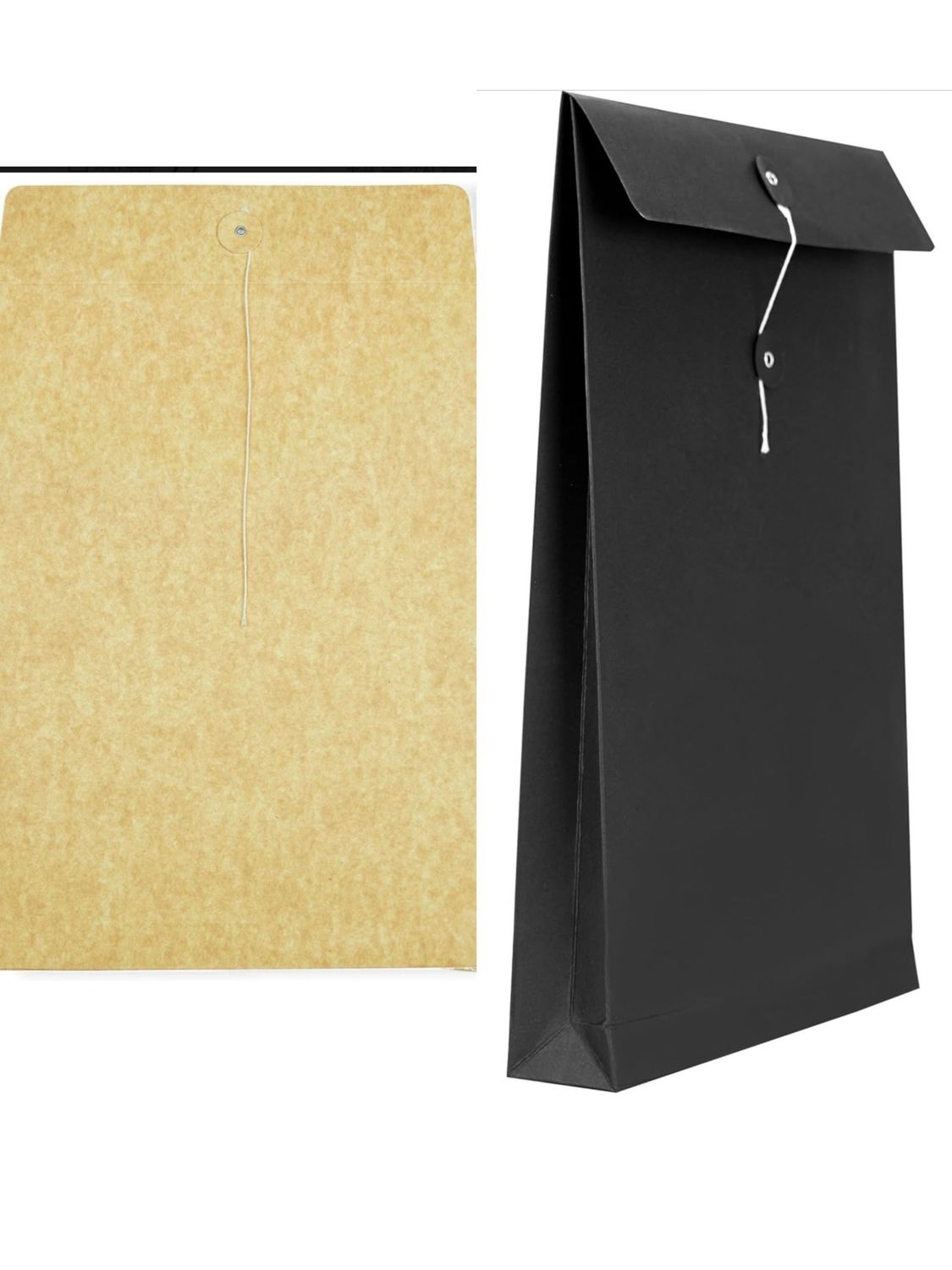 Large Kraft Paper Envelopes Document with String, 10x15 Inches File Folder Ideal for Manilla Folder,Black Or Brown