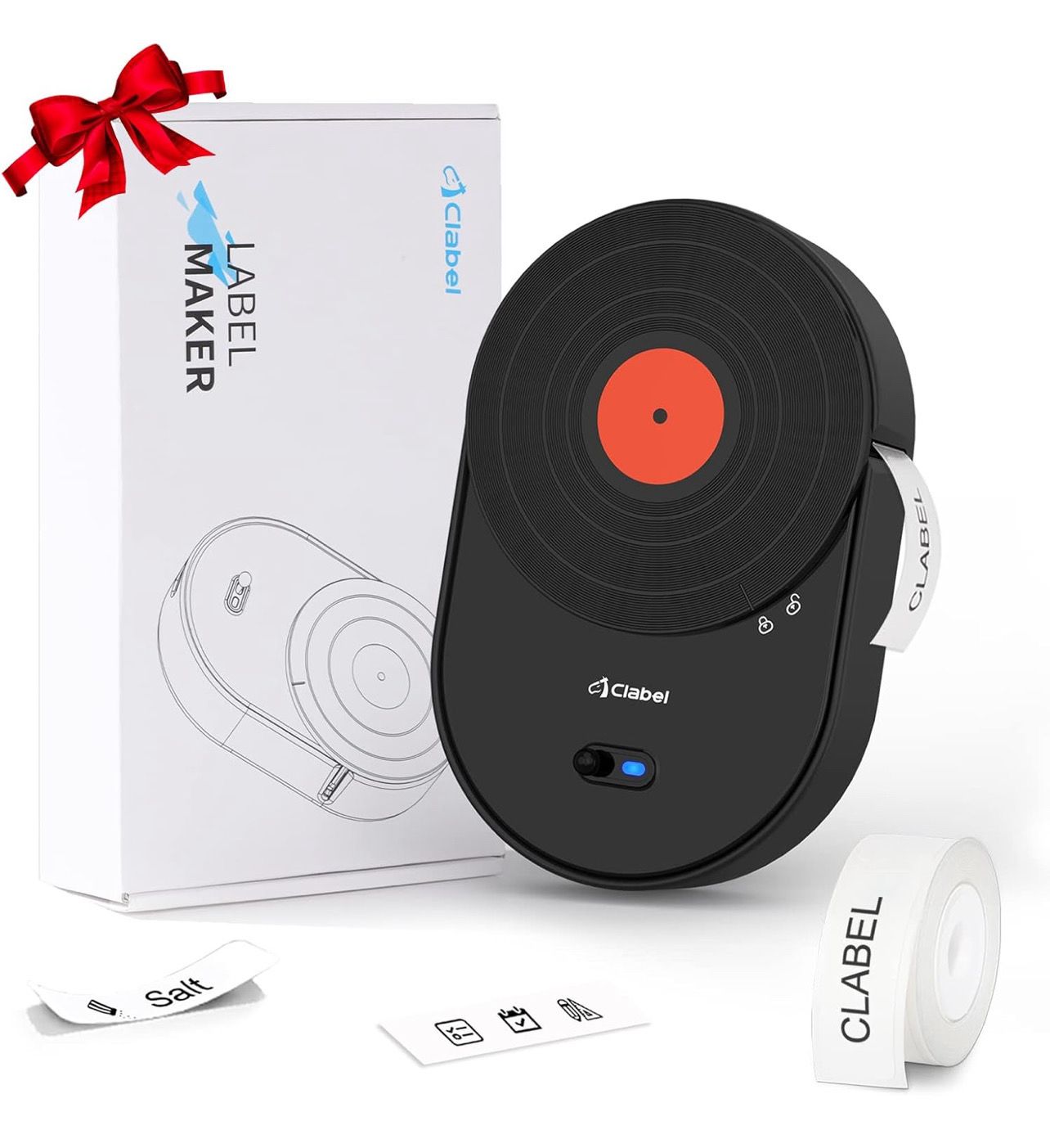 CLABEL Label Maker Machine with Tape, Portable Mini Label Printer Easy to Use Wireless Connection Black, 521B