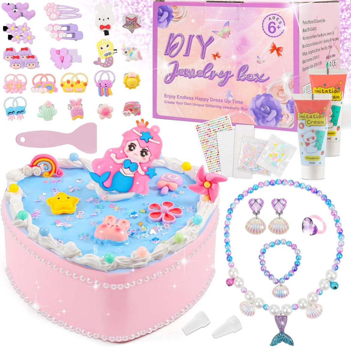 DIY Jewelry Box Heart Box with Cream Glue Decorate Your Princess&#39; Jewelry Organizer