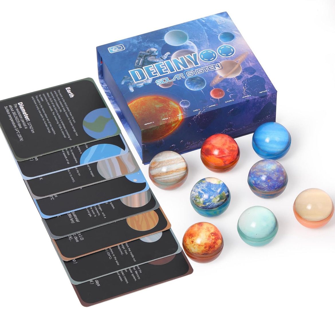 Deeinyoo 45mm Solar System for Kids, Solar System Planet Toys Party Favors with 8PCS Planet Bouncy Balls