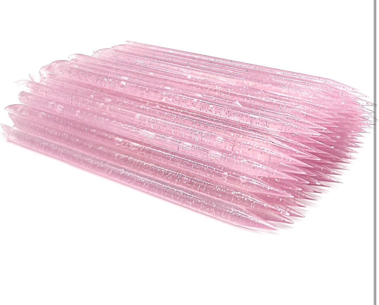 100 PCS Disposable Nail Sticks Double-End Multi Functional Cuticle Pusher Remover Nail Art Manicure Pedicure Tool for Cleaning Crafting, Applying Nail Strips Waxing Scraping Paint (Pink)