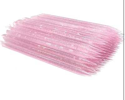 100 PCS Disposable Nail Sticks Double-End Multi Functional Cuticle Pusher Remover Nail Art Manicure Pedicure Tool for Cleaning Crafting, Applying Nail Strips Waxing Scraping Paint (Pink)