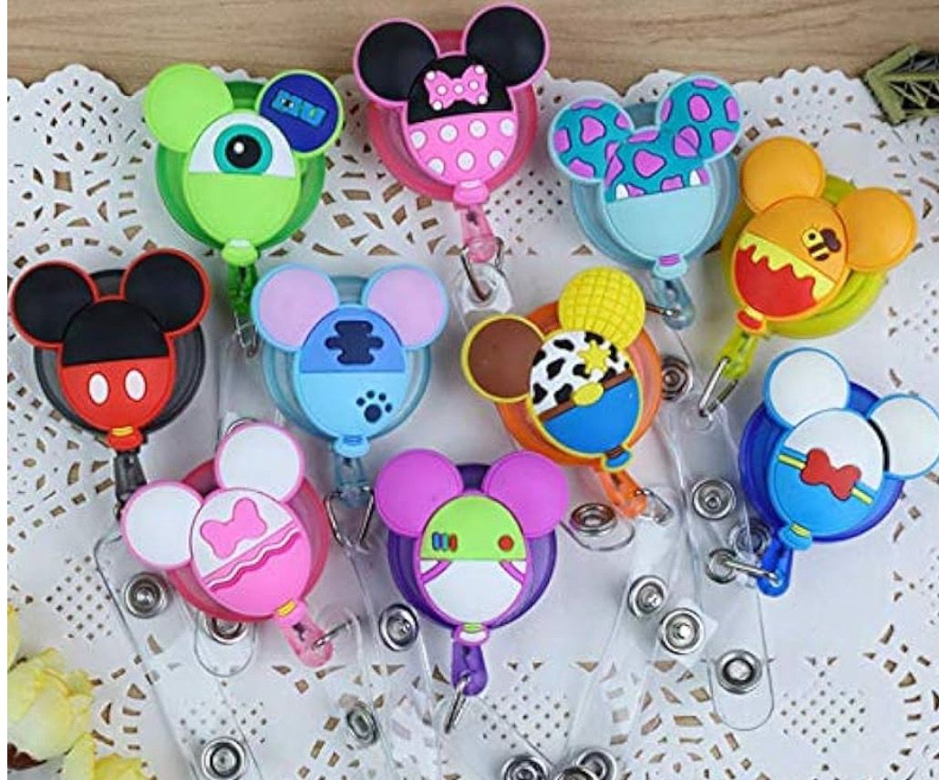 Random Pick Cartoon Retractable ID Badge Reel - Holder for ID and Name Tag with Belt Clip