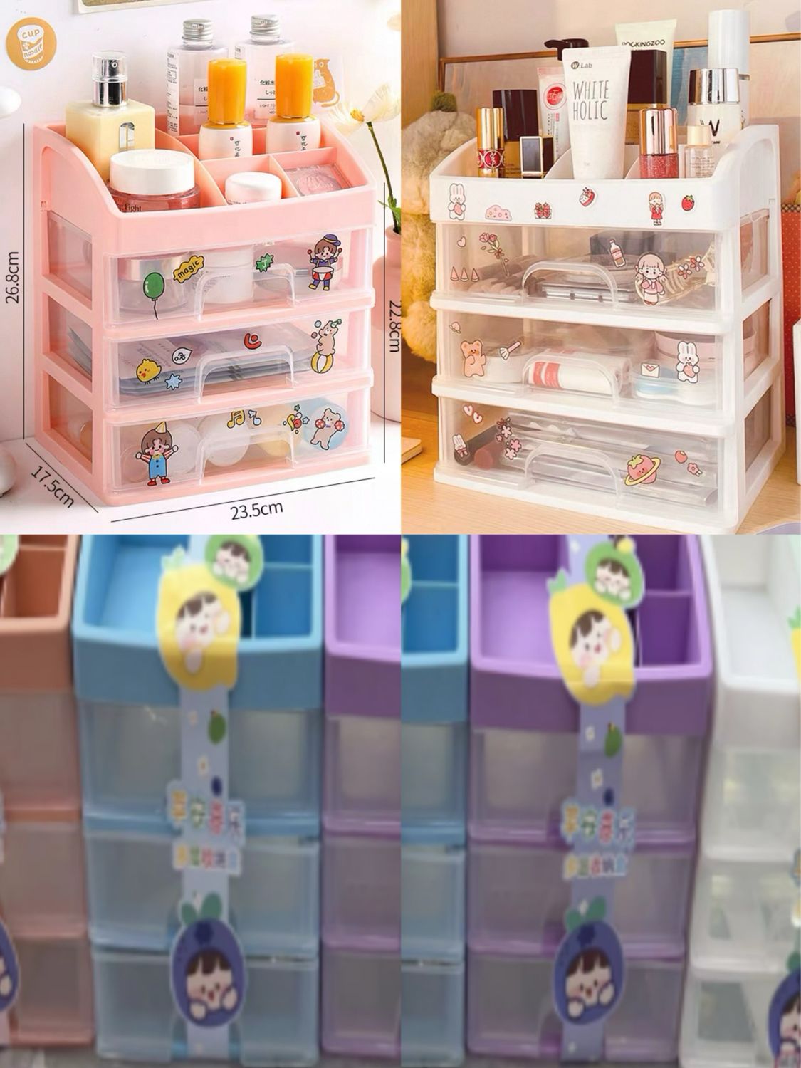 Desk Organizer Multi-Function Desktop Sundry Makeup Storage Case Cosmetics Drawer Organizer 3 Drawer