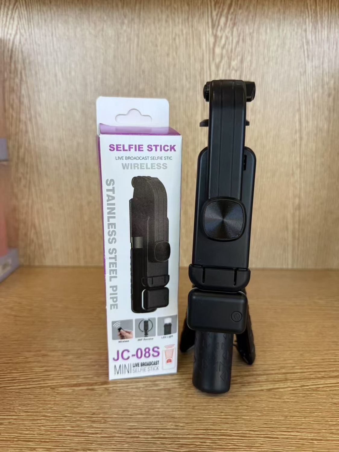 Mini Live Broadcast Tripod Wireless Selfie Stick JC-08S Stainless Steel Pipe