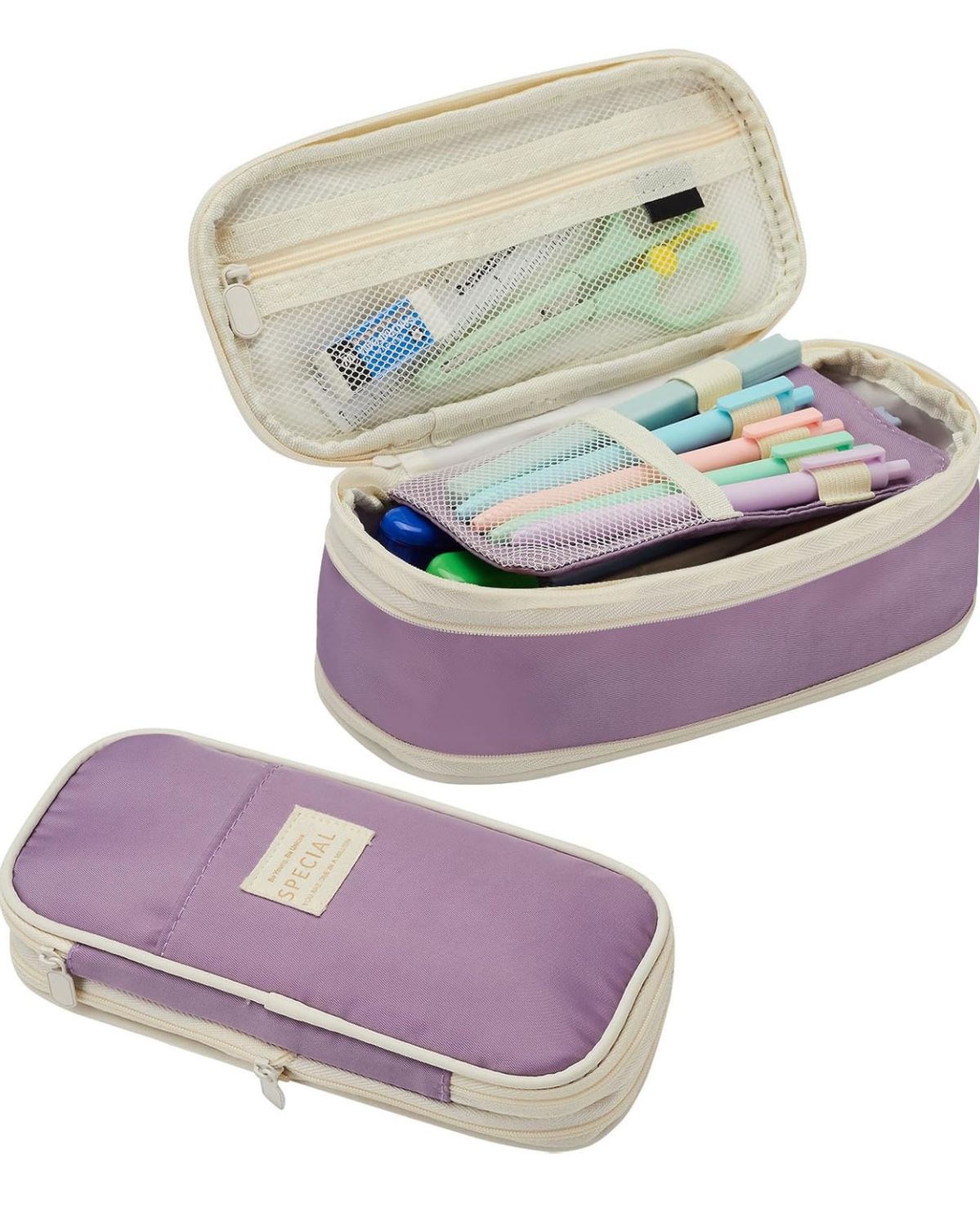 Large Purple Capacity Pencil Case Pouch Cute Aesthetic Big Capacity Zipper Pencil Bags