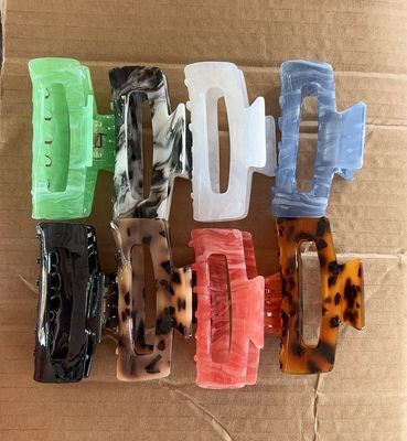 3.4 inch Square Hair Claw Clips, Non-slip Banana Clips, Fashion Tortoise Shell Claws Multi-Color