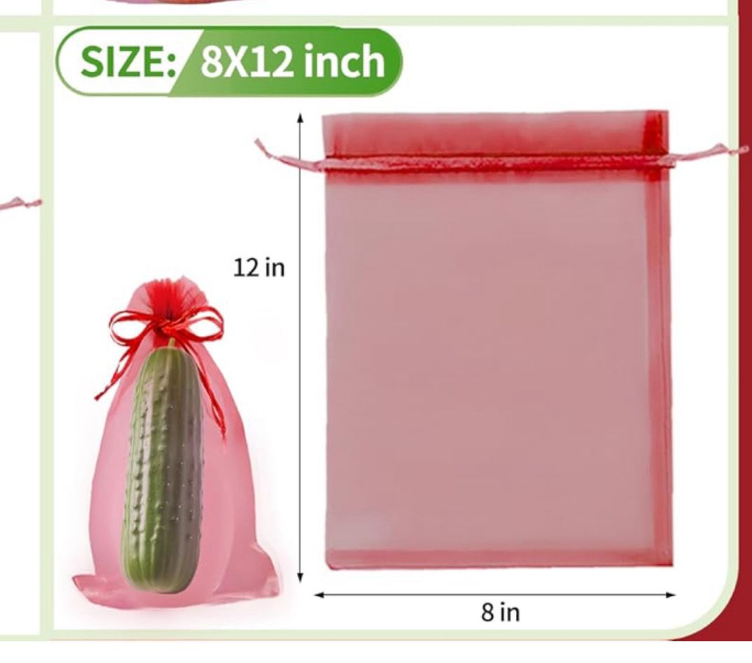 100 PCS fruit protection bags, Mesh Bag 8 x 12 inch fruit tree net bag, drawstring net fruit Bag
