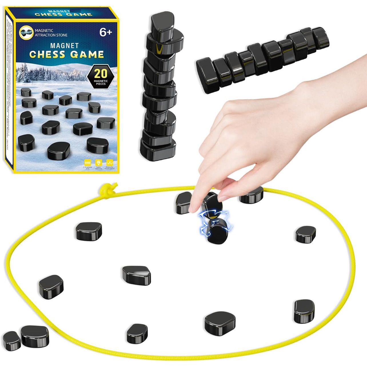 Magnetic Game Chess with String Attraction Stone 6+ 20 Magnetic pieces