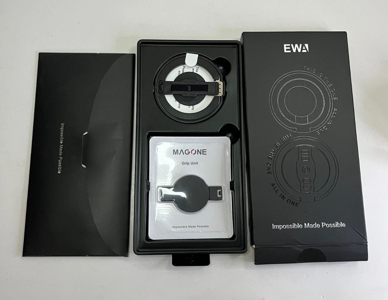 EWA MagOne Pro Magnetic MagSafe Phone Grip and Stand Black Compatible w/ MagSafe
