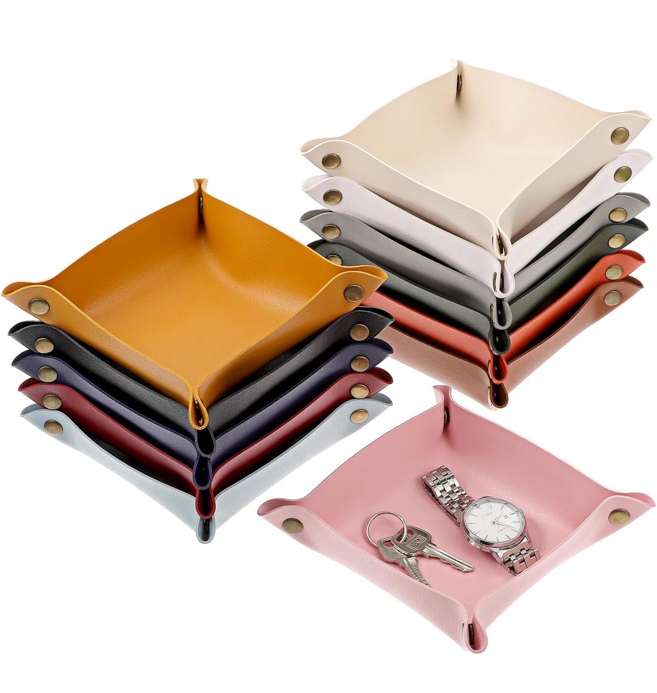 Leather Valet Trays, Key Tray for Women and Men, Leather Jewelry Valet, Portable Leather Tray