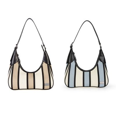 DOMAT Shoulder Bag for Women, Striped Handbag, Cute Clutch Purse with Zipper Closure, Petite Satchel Bag for Daily Using