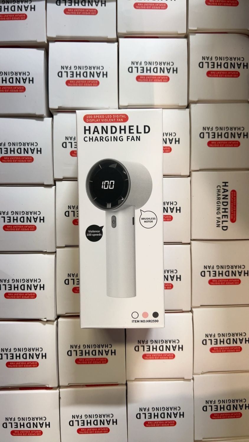 USB Fan Handheld Charging Fan 100-speed LED Digital Display Violent Fan HR2590