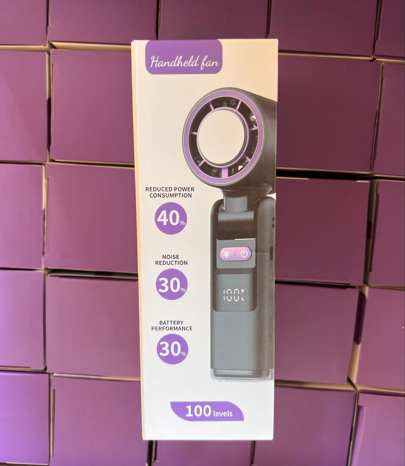 Cooling Handheld Fan, 100 Levels Stepless Speed Control, LED Display, Low Noise, Portable Personal Ice Compression K-801