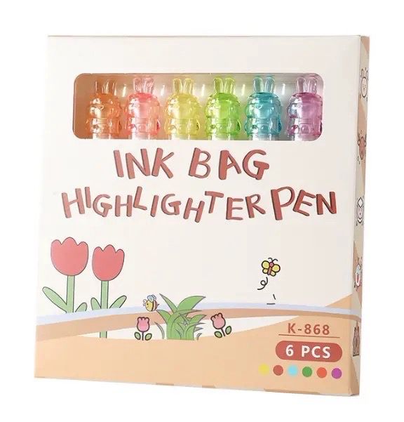 Ink Bag Highlighter Pen 6 Pcs K-868
