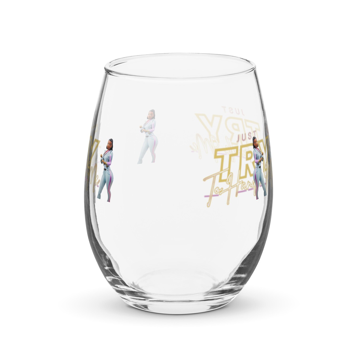 Stemless Try Me wine glass