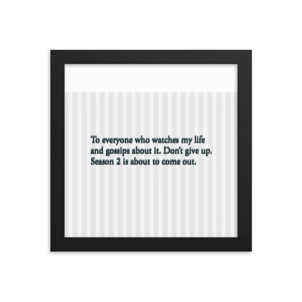 Season 2 Coming Framed photo paper poster
