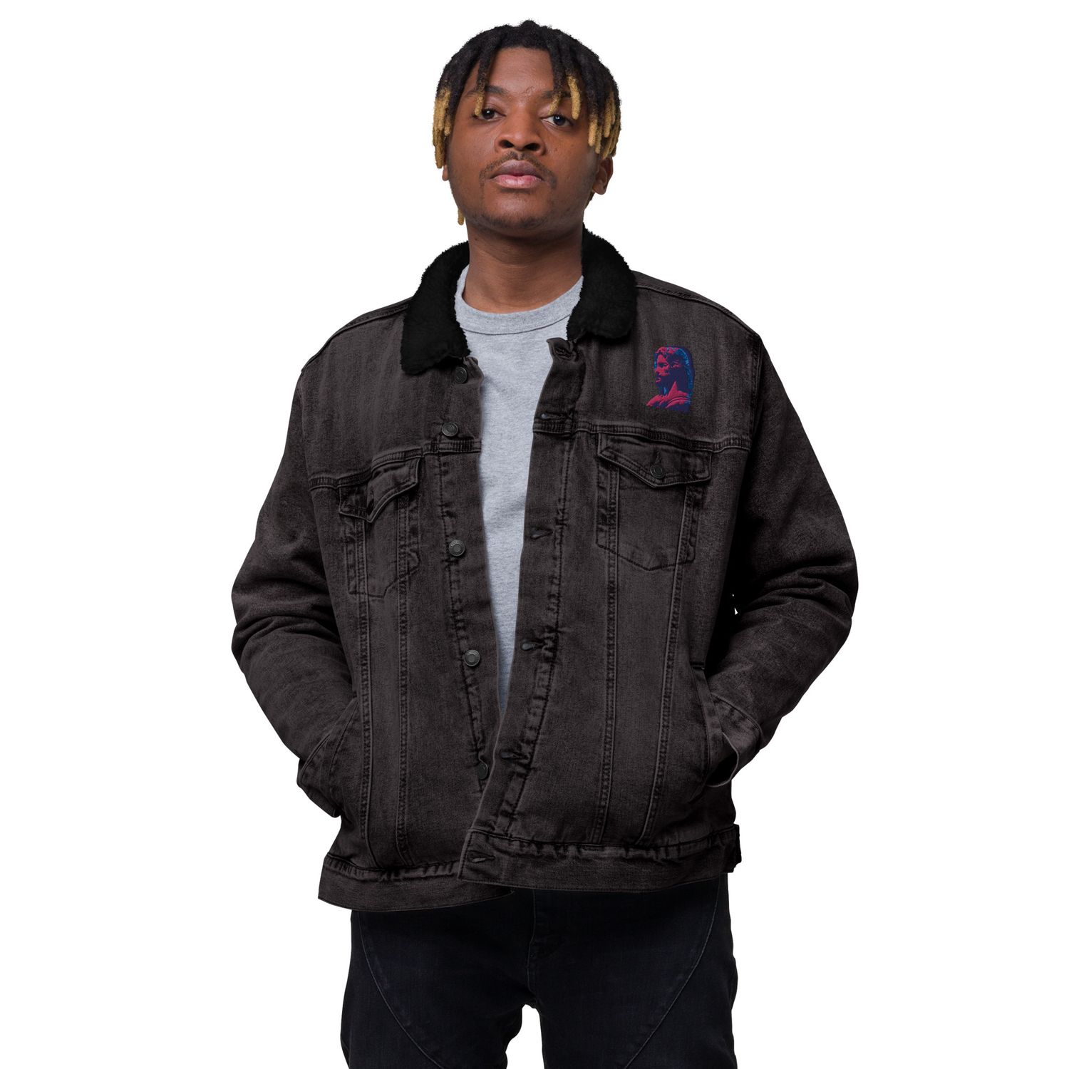 Jesus denim sherpa jacket