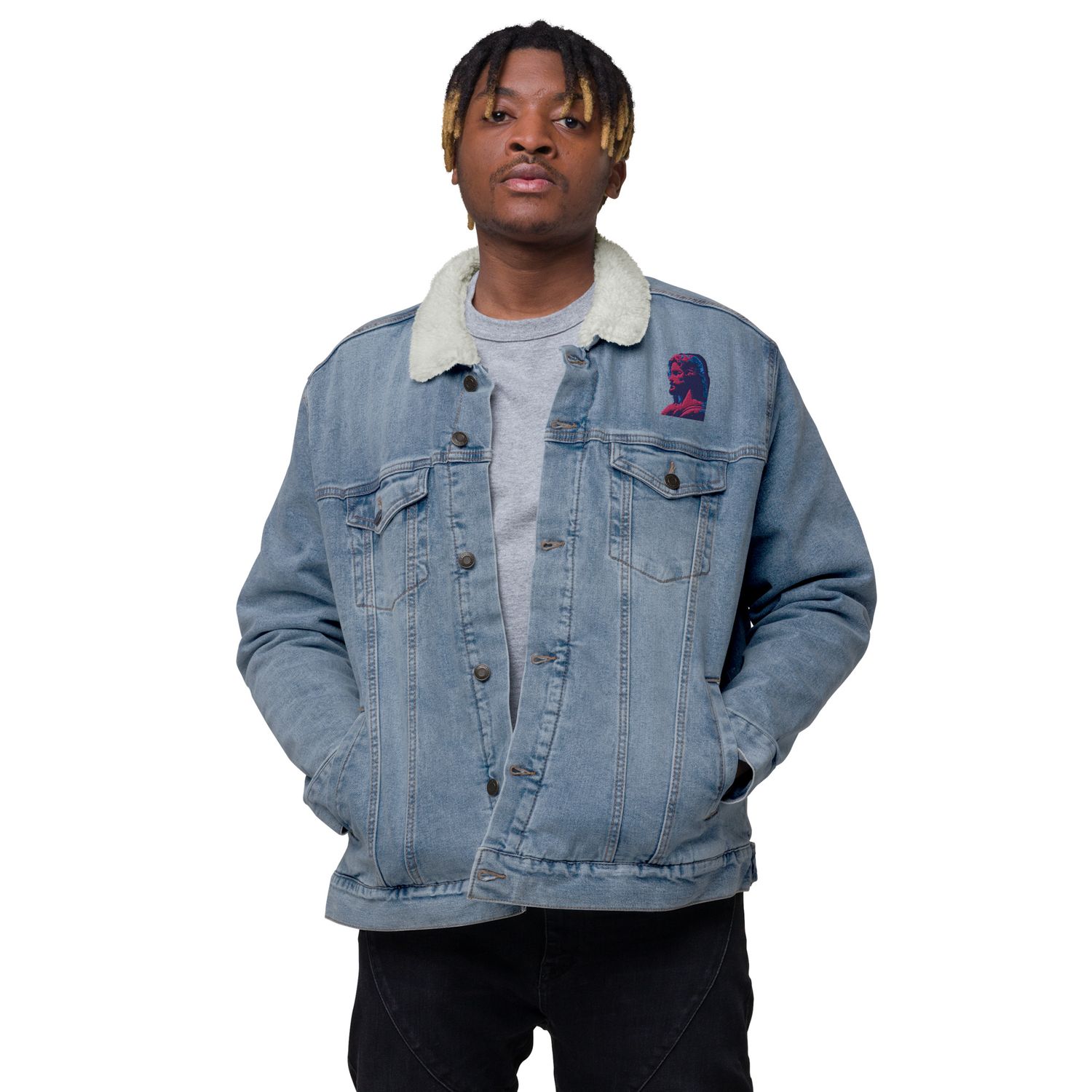 Jesus denim sherpa jacket