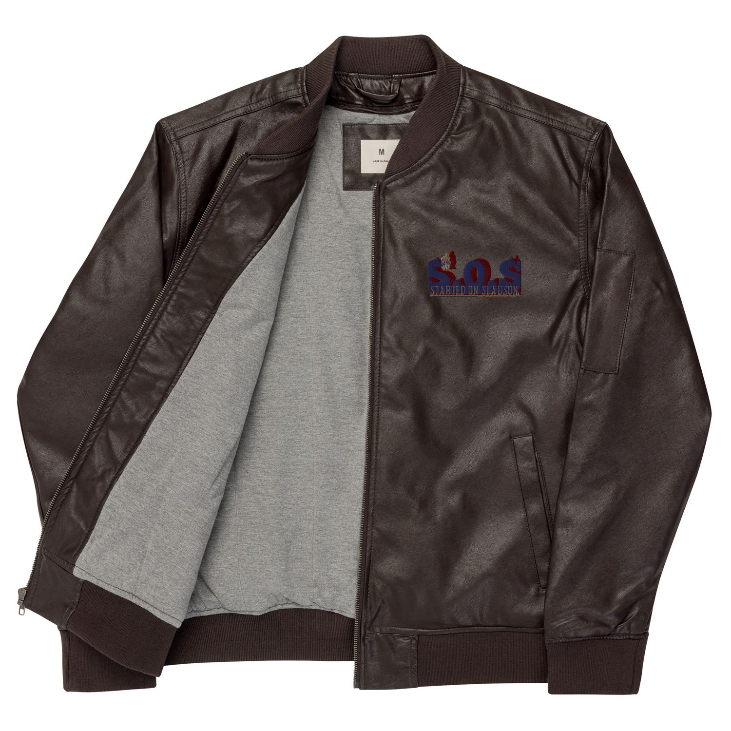 S.O.S Leather Bomber Jacket