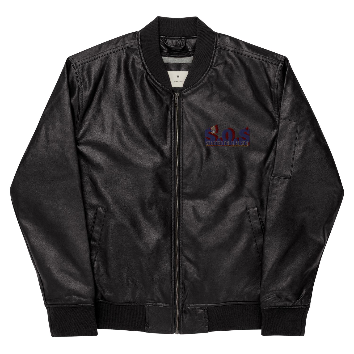S.O.S Leather Bomber Jacket