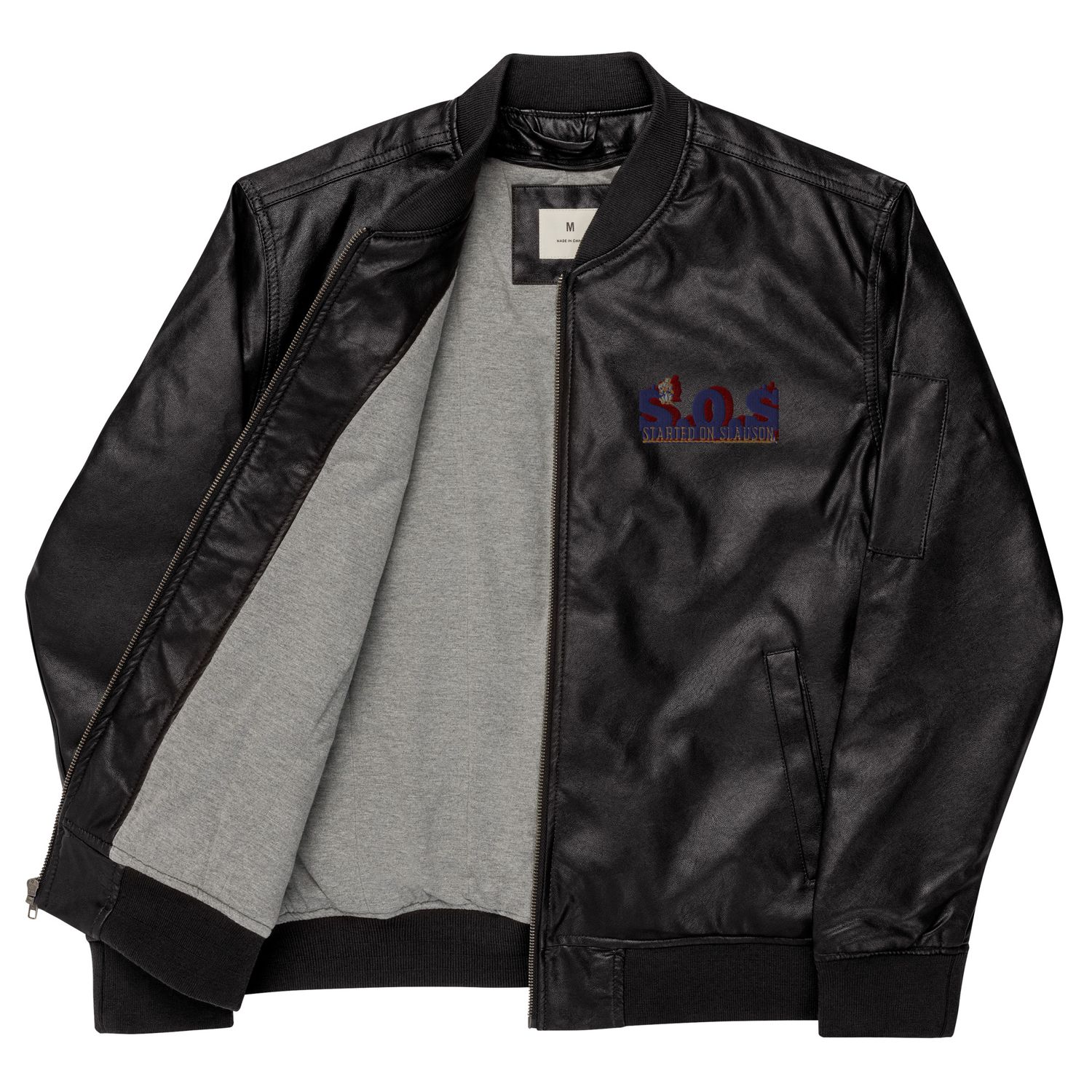 S.O.S Leather Bomber Jacket