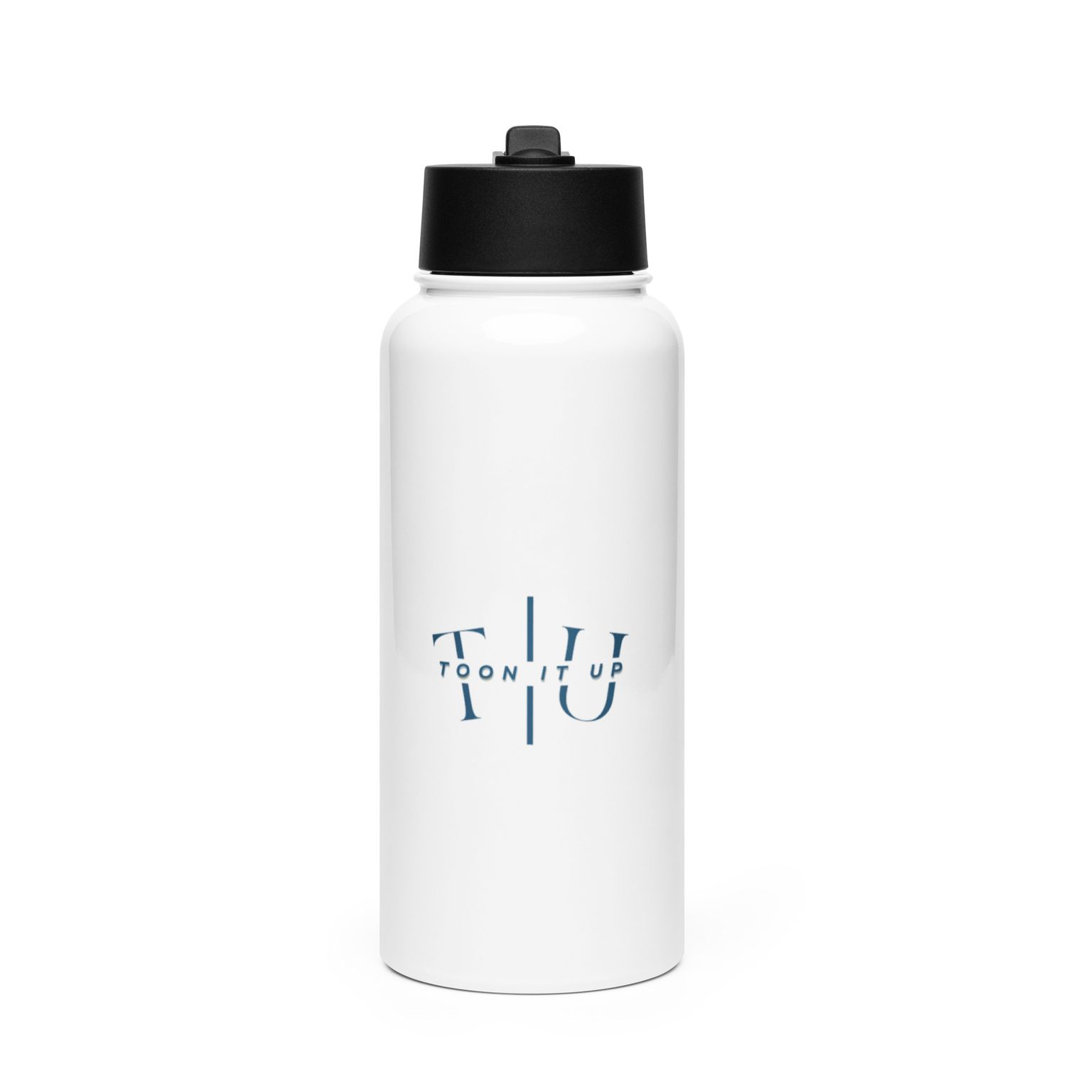 Toon It Up steel water bottle with a straw lid