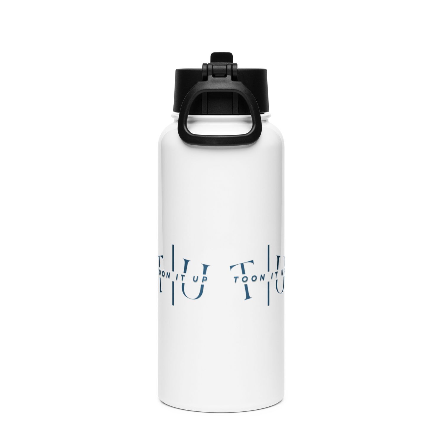 Toon It Up steel water bottle with a straw lid