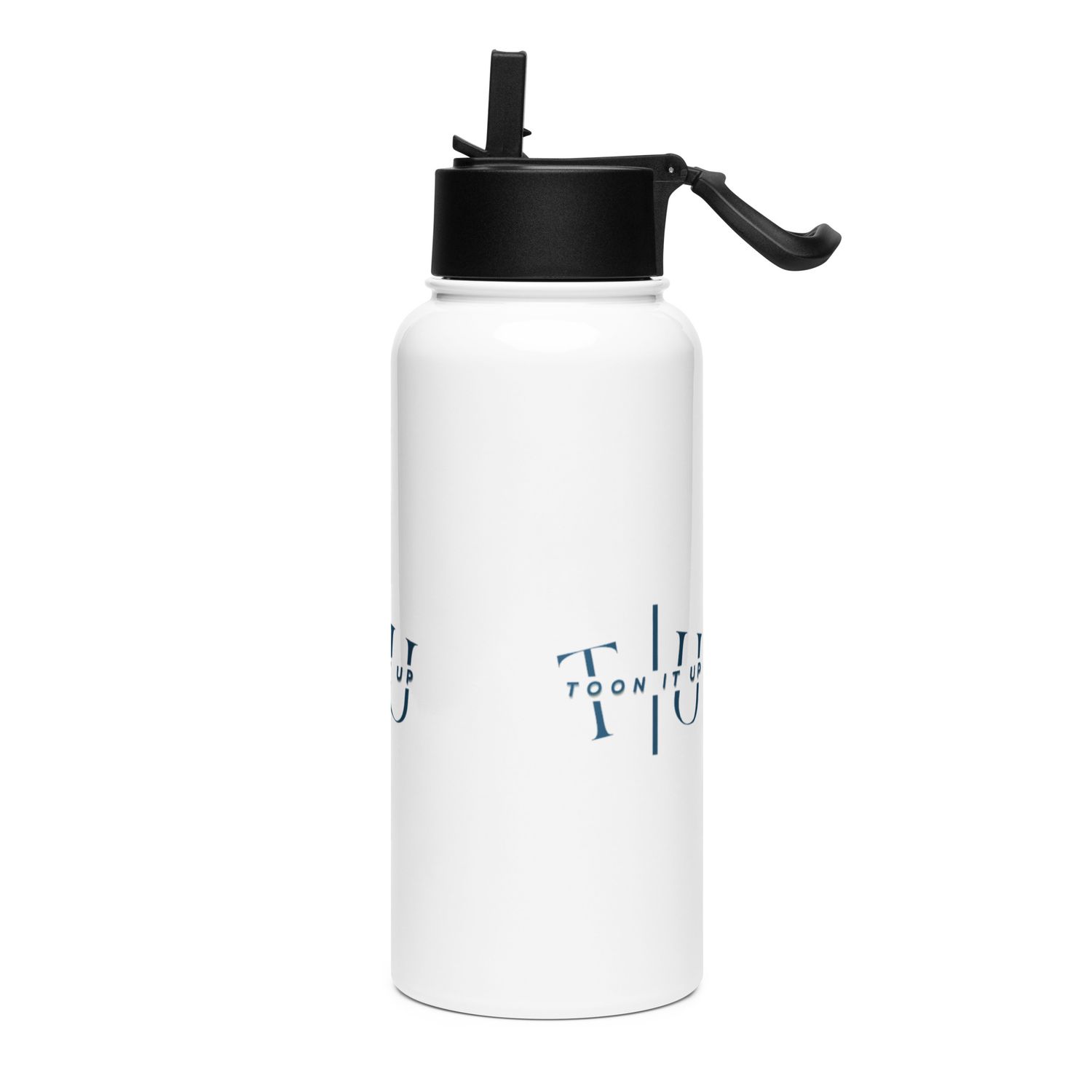 Toon It Up steel water bottle with a straw lid