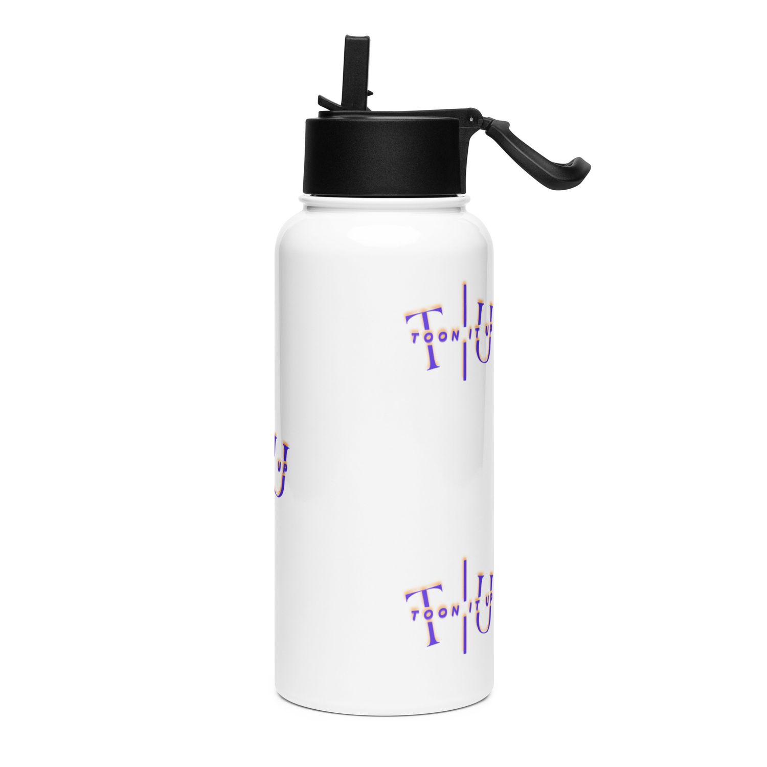 Toon It Up steel water bottle with a straw lid