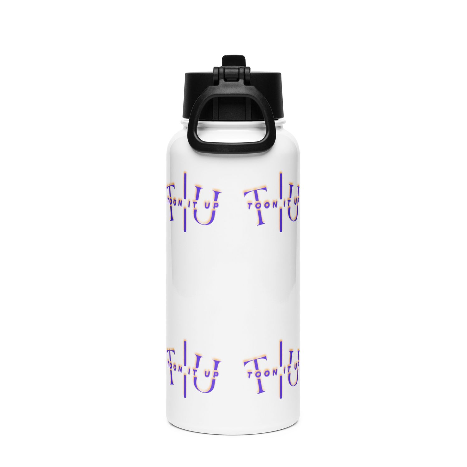 Toon It Up steel water bottle with a straw lid