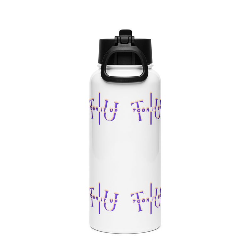 Toon It Up steel water bottle with a straw lid