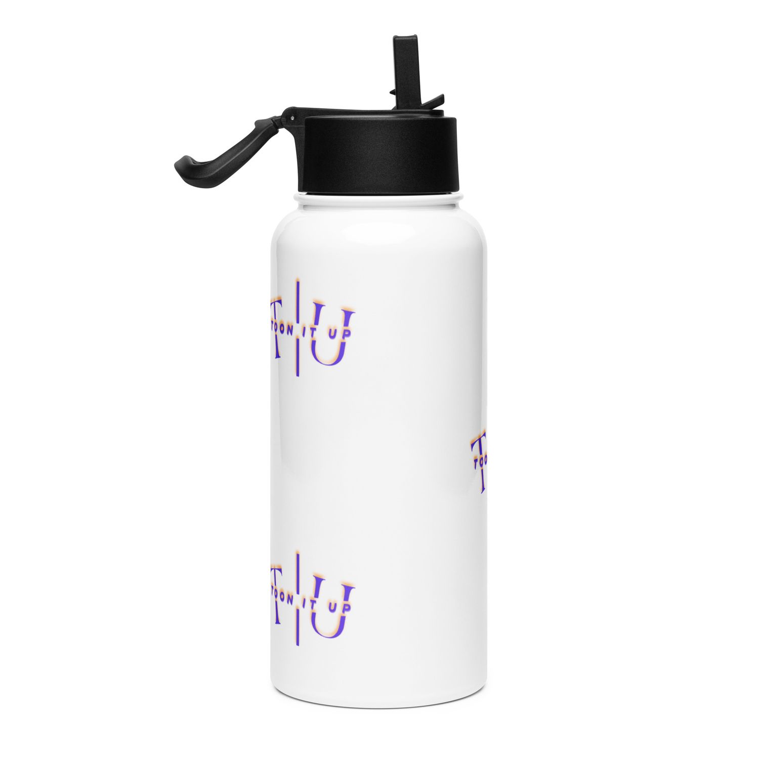 Toon It Up steel water bottle with a straw lid