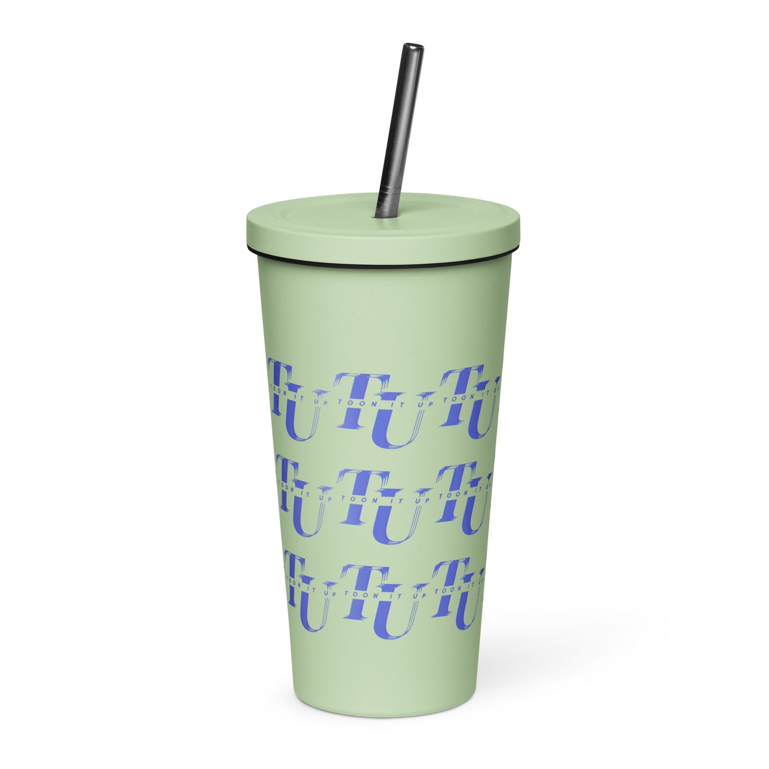 Toon It Up tumbler with a straw