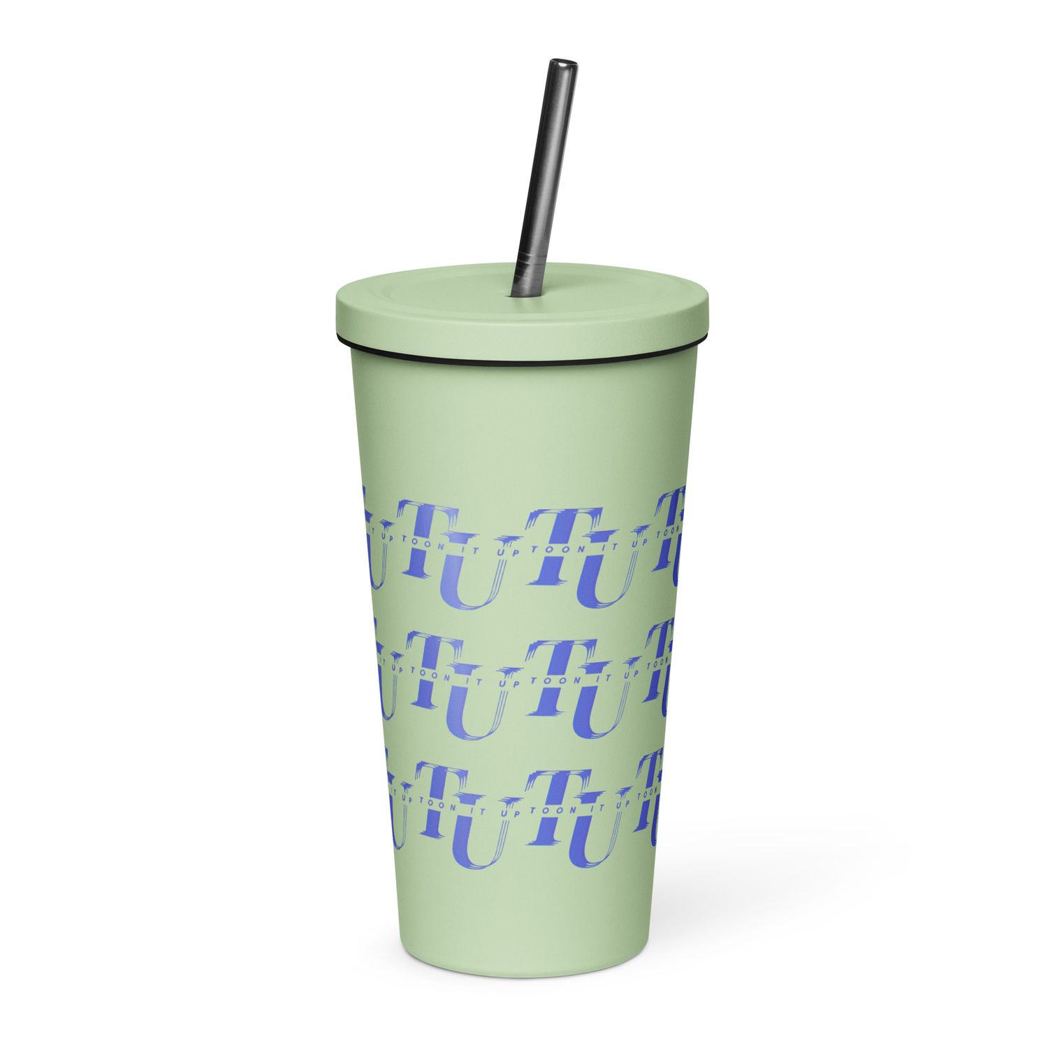Toon It Up tumbler with a straw
